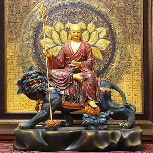 地藏王佛像 坐骑谛听地藏王菩萨寺庙摆件供奉树脂玻璃钢木雕铜雕