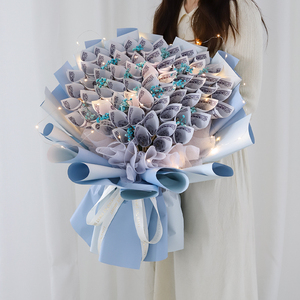 母亲节钱花束diy创意礼捧花钱有钱花自制手工包钱花束包装纸整套