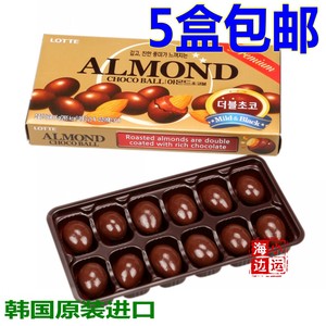 【5盒包邮】韩国进口巧克力 乐天杏仁夹心巧克力豆 46g