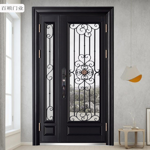 百顺仿铜别墅玻璃门防盗入户门家用透光进户门花园门楼道门可定制