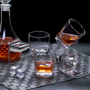 威士忌酒杯水晶玻璃洋酒杯烈酒杯啤酒杯欧式创意套装家用四方杯