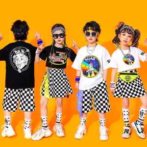 六一儿童演出服男童街舞hiphop嘻哈女童装走秀潮装啦啦队表演服装