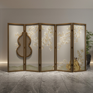 新中式屏风折叠移动隔断客厅入户玄关遮挡现代简约茶馆葫芦折屏