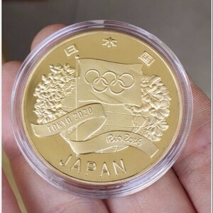 纪念章 镀金 2020年日本东京奥运会纪念币 带圆盒 40mm