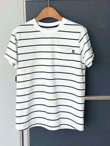 素然T恤 0系列 2024夏季女士休闲经典条纹棉涤圆领短袖 A0241TS10