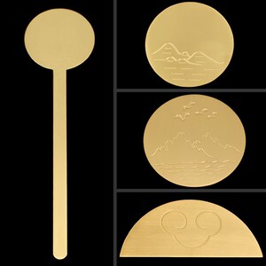 沙发铜片新中式禅意圆形家具祥云圆铜片黄铜装饰椅子半圆山水贴片