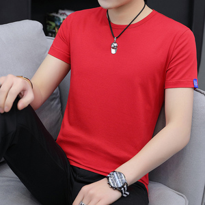 短袖t恤男士红色内穿保暖内衣单件上衣男土本命年虎年冰瓷棉半袖
