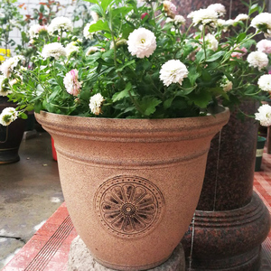 仿石纹路复古大号塑料花盆室内外阳台庭院树脂浮雕绣球月季种植盆