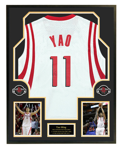 姚明亲笔签名球衣 yao火箭队11号篮球服 装裱 带证书_阿里巴巴找货