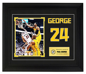 pg步行者24号时期 保罗乔治签名照片 隔扣时刻 装裱 带证书