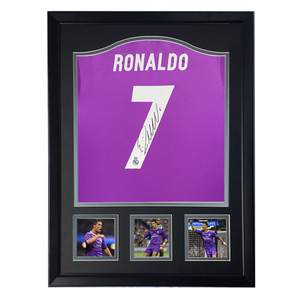 16-17 皇家马德里队 c罗 罗纳尔多 紫色客场亲笔签名球衣 sa证书