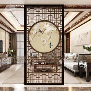 定制艺术玻璃隔断墙 装饰屏风客厅玄关过道门窗磨砂透光玉兰花格
