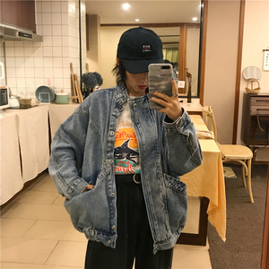 牛仔外套女嘻哈潮ins秋季新款港风bf宽松复古洋气长袖夹克上衣潮