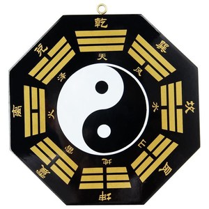黑金色桃木八卦镜凸凹镜太极阴阳鱼乾坤八卦图八卦镜家用门口