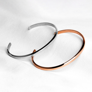 heyoll灰鱼潮牌钛钢开口手镯女玫瑰金手环男情侣礼物小众设计刻字