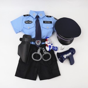 儿童警察服夏季短袖小交警警官衣服男童角色扮演女童警长演出服装