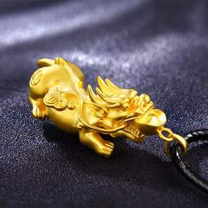糊涂老庙祝黄金吊坠男款999足金24k硬金霸气貔貅新款纯金男士项链