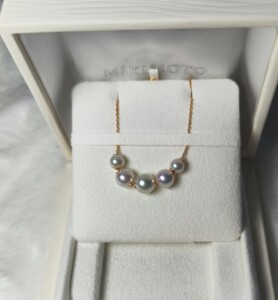 日本专柜御木本mikimoto珍珠项链18k金5颗3颗自由调节 北京现货