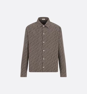 代购dior homme 22ss 迪奥 棕色老花满印logo按扣衬衫