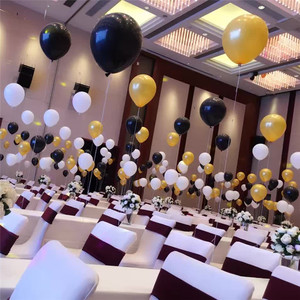 年会布置金色气球背景装饰生日订婚派对布置婚房装饰黑金汽球抓周