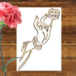 古风净莲镂空佛手拈花型板手工制作镂空diy创意涂鸦遮蔽模具手绘