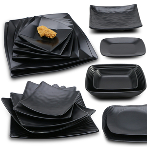 密胺黑色四方形烧烤盘子创意火锅配菜盘海鲜长盘寿司平碟仿瓷餐具