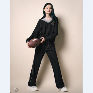 诗篇女装2022秋季新款宽松露肩直筒长袖上衣外套休闲裤运动套装