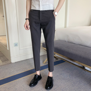 小西裤男九分裤夏季薄款免烫男士韩版修身直筒时尚百搭9分休闲裤