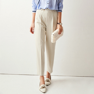 米色西裤女2021秋装新款高腰遮胯显瘦时尚设计感裤子直筒裤烟管裤