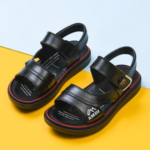 儿童凉鞋男童2024新款韩版中大童夏季防滑真皮学生软底小孩沙滩鞋