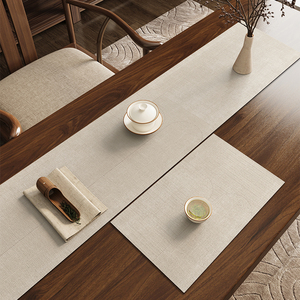 茶席喝茶桌垫布吸水桌旗新中式禅意窄桌轻奢高端垫子中间长条桌布