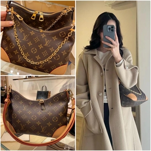 lv路易威登老花牛角包链条腋下包boulogne新款单肩斜跨女包m45832