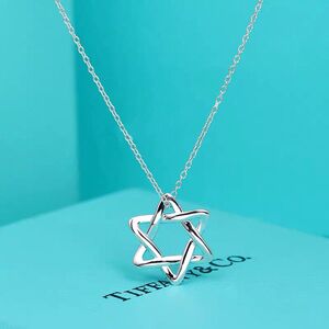 tiffany纯银六芒星女款吊坠925蒂芙尼项链六角星锁骨链情人节礼物