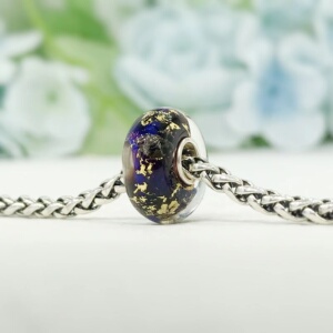 荷兰elfbeads绝版 黑蓝深海金箔地球琉璃 三件起包邮e2068