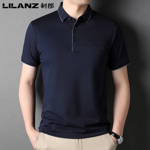 利郎商务男士短袖桑蚕丝polo衫夏季简约翻领休闲免烫中青年t恤潮