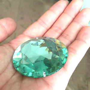 52mm圆形超大钻 双孔平底倒角面台湾亚克力钻 家具宝石装饰青绿色