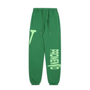 vlone fast瑞典巡演限定asap rocky同款绿色卫裤宽松男女束脚长裤