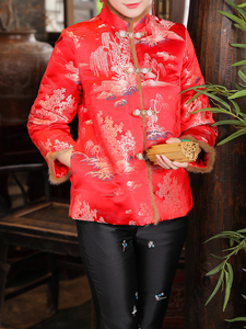 唐装女中国风复古外套冬装夹棉棉袄新娘敬酒服改良版旗袍上衣新款