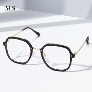 MS曼丝眼镜茶色超轻纯钛防蓝光框架男新款眼睛平光女近视度数可配