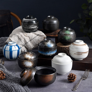 日式陶瓷带盖碗汤盅小炖盅家用汤碗蒸蛋盅蒸蛋碗甜品汤碗隔水炖