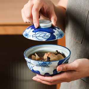 日式茶碗蒸蛋碗盖碗带盖碗茶碗燕窝汤碗陶瓷蛋盅蒸蛋盅宝宝辅食碗
