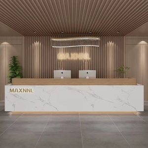 定制公司酒店前台简约现代售楼部接待台桌仿大理石商铺吧台收银台
