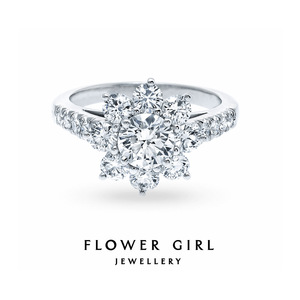 flowergirl镀18k白金hw同款sunflower太阳花harrywinston求婚钻戒