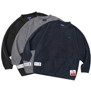 descendant dcdt小鲸鱼 摇粒绒 纯色圆领套头加绒长袖卫衣 男女