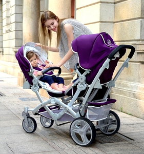 kidskoalas双胞胎婴儿车双向可坐可躺轻便折叠新生儿双人儿童推车