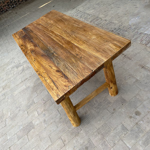 老榆木门板桌旧木板实木风化木楼梯板木户外桌老木板可定制旧木桌