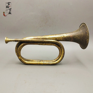 红色收藏老式冲锋号军号乐器小号八路军集结号仿古合金铜喇叭道具