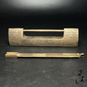 大号纯铜门锁柜锁古代老式大门锁仿古铜锁横开插销锁复古中式挂锁