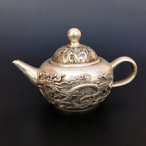 乾隆御制龙凤铜壶酒壶镀银茶壶老式复古龙壶摆件仿古铜器古玩收藏