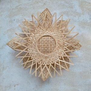 特色手工竹编墙饰太阳雪花形状不规则挂件民宿玄关客厅背景墙壁画